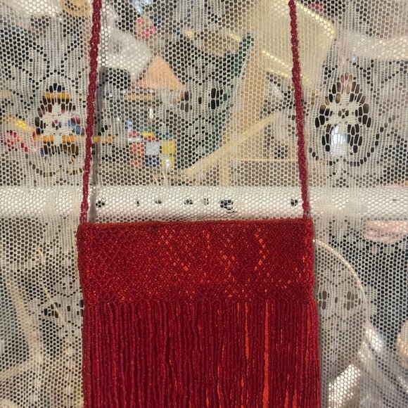 Retro Red Beaded Flapper Purse - Picture 5 of 6